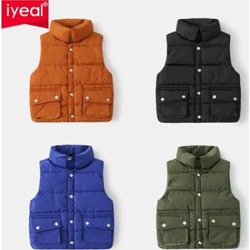 IYEAL Winter Boys Thicken Waistcoat Autumn Girls Warm Vest Kids Outerwear Vest Children Teens Cotton Jackets Vest For 3-8Years