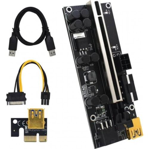 VER009S Plus PCI-E PCIE Riser 009s 6pin PCI Express Adapter Card Molex 1X 16X Extender USB 3.0 Cable SATA To 6Pin Power Cable