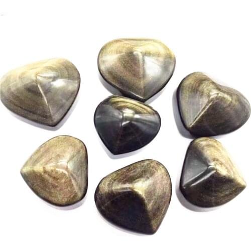 High Quality Gold Obsidian Heart Shaped Crystal Gemstones For Healing Reiki