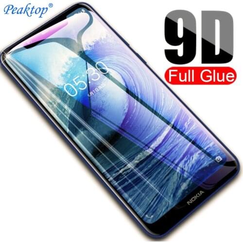 2pcs 9D Full Glue Protective Glass For Nokia 2 3 5 6 7 8 Screen Protector Glass For Nokia 2.1 3.1 5.1 6.1 Plus X5 X6 2018