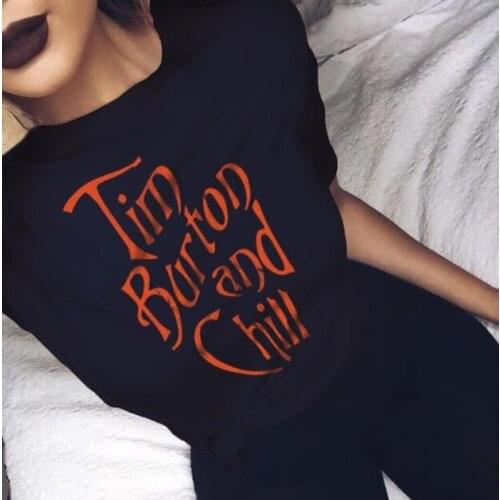 Women Halloween Shirt Horror Women Tshirt Harajuku 2021 New Funny T Shirts Punk Casual Letter Girls Aesthetic Tee Plus Size XL