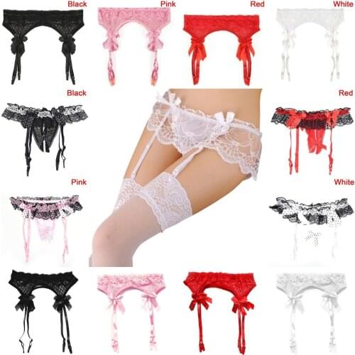 Womens Sexy Lingerie Lace Garter Suspenders Transparent Underwear Adjustable Double Breasted Waist Belt For Stockings