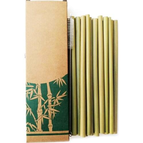 10pcs/set Natural Bamboo Drinking Straws Reusable Eco-Friendly Party Kitchen + Clean Brush for Drop Shipping Wholesale