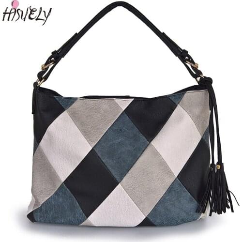 2021 Women Patchwork Luxury PU Leather Handbags Bags Designer Hobos Shoulder Messenger Bag Female Bolsa Top-handle High Quality