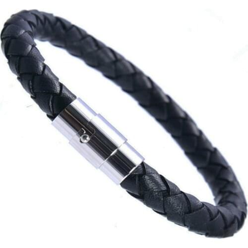 2pcs Leather bracelet Titanium steel magnet buckle braided leather hand rope simple DIY jewelry bracelet rope fashion bracelet