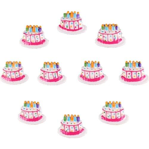 50pcs Birthday Cake Resin Scrapbooking Hair Bow Clip Center Crafts Embellishment Charms Cabachons