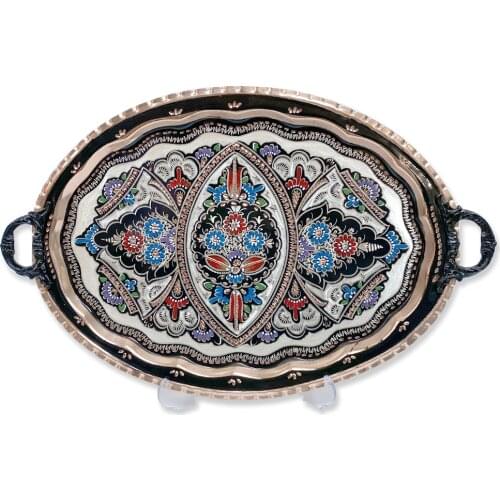 Authentic Hand-Painted Tea Coffee Tray Handcrafted Tray Chinese Korean Style Motif Traditional Gift Decorative Wall Flat Tray