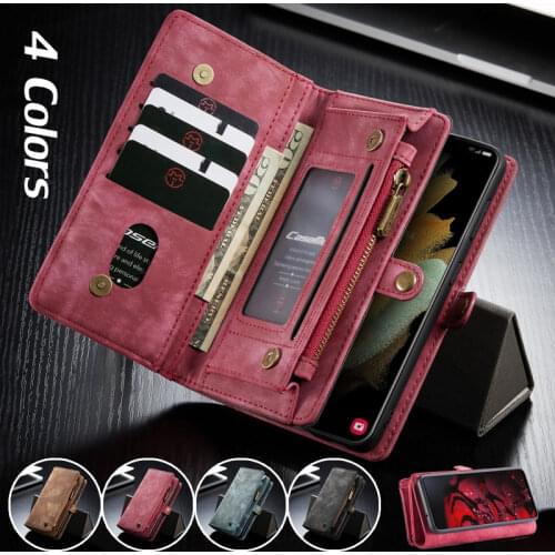 For Samsung A71 A51 4G A72 A52 5G A21S Zipper Wallet Case Detachable Flip Leather Magnetic Phone Cover For Galaxy A90 A80 A70
