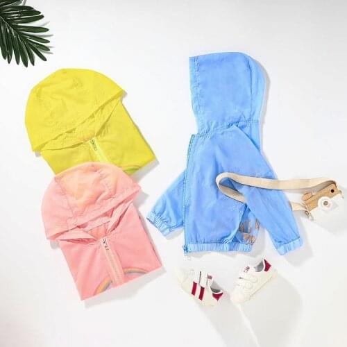 Childrens sun protection clothing hooded jacket 2021 summer fashion zipper boys and girls sun protection clothing thin section