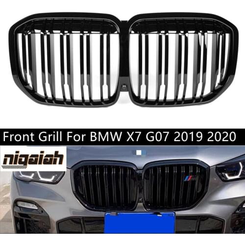 G07 Grill Dual-slat Real Gloss Black Front Grille For BMW X7 G07 2019+ mesh grille