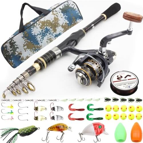 1.8M-3.3M Carbon Portable Fishing rod Spinning Rod and Reel set Soft bait Fish hook bag Rod Reel Combos sea Novice fishing rod