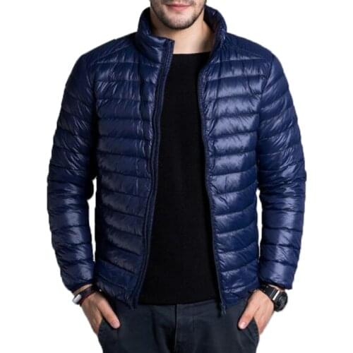 Down Jacket Men Casual Spring Autumn Winter Stand Collar Fashion Warm Coat Mens Ultra Light Thin White Duck Down Jackets 4XL