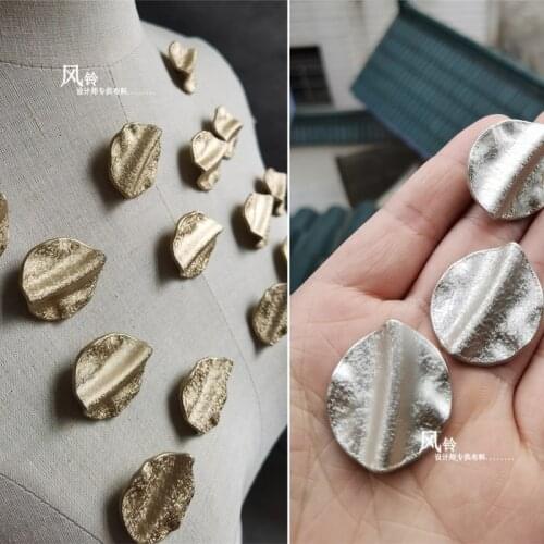 Alloy Metal Shank Button High-end Irregular Shape Silver Golden For Decor Sewing DIY Suits Coat Clothes Designer Accessories
