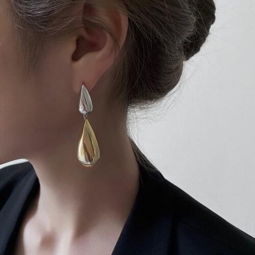 Metal Geometric Water Drop Asymmetry Drop Earrings for Women Girls Jewelry