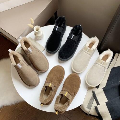 Fashion Flats Suede Designer Snow Boots 2021 Winter New Casual Women Shoes Warm Ankle Gladiator Non-slip Goth Chunky Boots Mujer