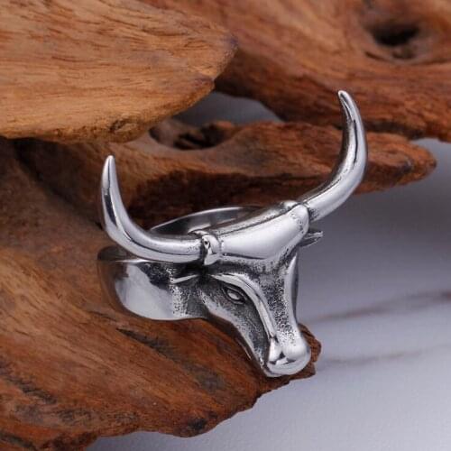 New Arrival Mens Ring Titanium Steel Zodiac Bull Head Index Finger Punk Accessories Luxury Jewelry for Men Wholesale