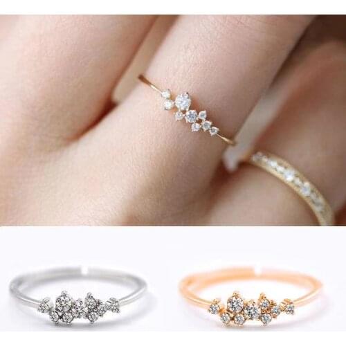 New Electroplating 18k Gold Diamond Ring 9 Diamonds Glittering Ladies Wedding Ring Engagement Anniversary Jewelry Gift Wholesale