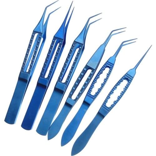 Ophthalmic Forceps 115mm/85mm/108mm With 6mm tying platform 0.3mm tips Flat handle Dental tweezers