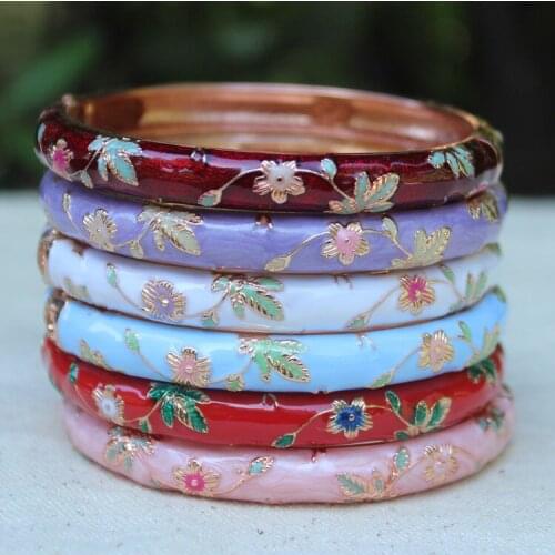 Wholesale 10PCS Beijing cloisonne bracelet elegant floral Chinese style fashion Bangle gift