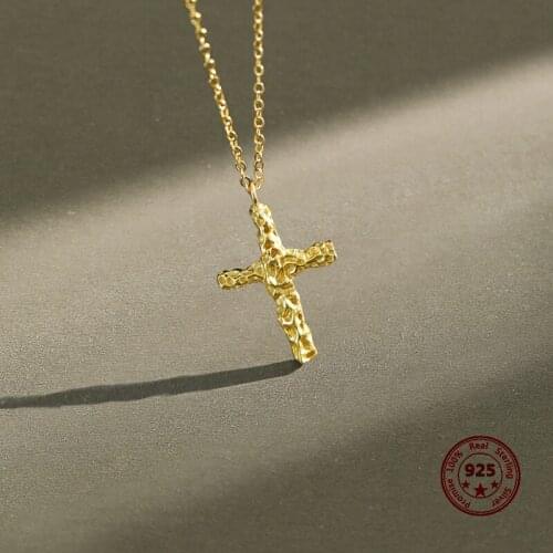 100% S925 Sterling Silver Jewelry Necklace Cross Pendant Simple But Not Simple Fashion Trend Chain Ladies Jewelry
