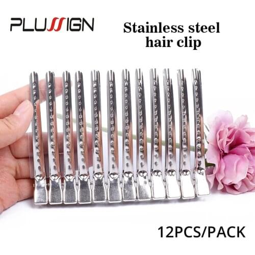 Professional Sectioning Clips For Salon Silver Duckbill Alligator Hair Barrettes Pins For Women Alligator Hair Clips 12Pcs