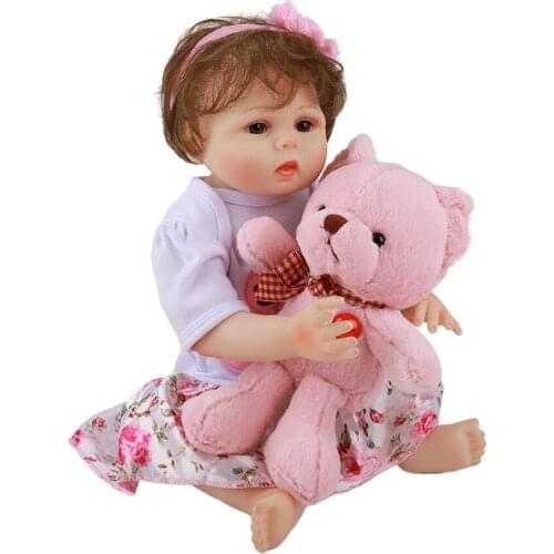 Hoomai Realistic Newborn Baby 18 '' Silicone Doll cloth Body Lifelike Bebe Reborn Dolls For Children Birthday Gift Shower Toy