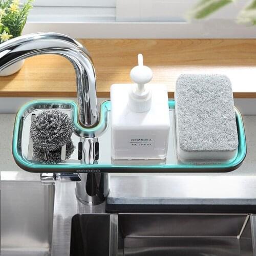 Adjustable Sink Sponge Holder Faucet Sponge Soap Storage Rack Dish Cloth Drain Holder For Bathroom Kitchen Accessories Organizer