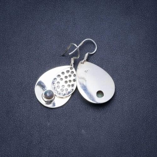 Natural Blue Fire Labradorite Handmade Unique 925 Sterling Silver Earrings 1.5" Y1423