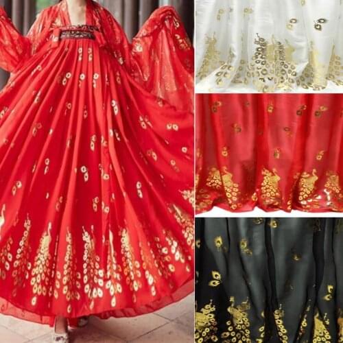 Cosplay Dress Fabric 30D Golden Peacock Bronzed Fabric Shiny Party Decoration Fabric Costume Dress Fabric DIY
