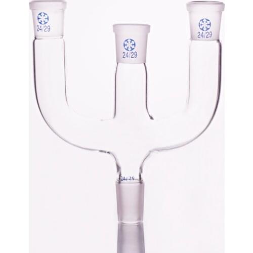 Three connection pipe,High borosilicate glass three joint pipe,Female 24/29,Male 24/29,Laboratory glassware