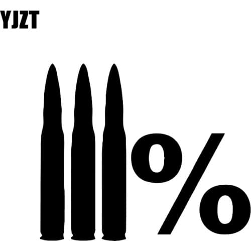 YJZT 14.1*11.9CM Mysterious Bullet 3% Gun Graphic Car Sticker Vinyl Black Silver Decoration Accessories Decals C12-0221
