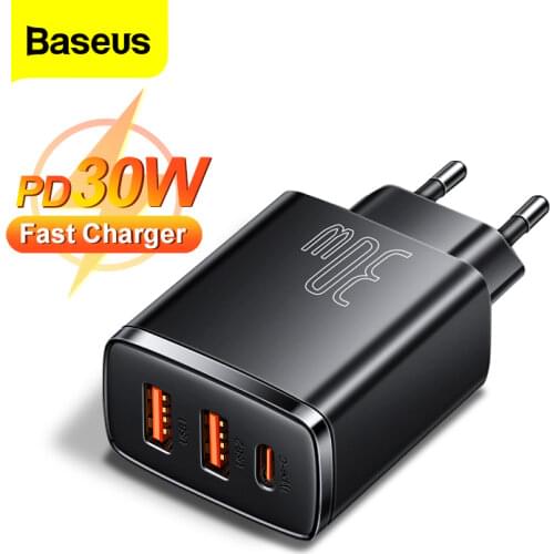 Baseus 30W USB Type C Charger Quick Charge For iPhone 13 12 Pro Max Samsung Xiaomi Mi QC 3.0 PD USBC Fast Charging Phone charger