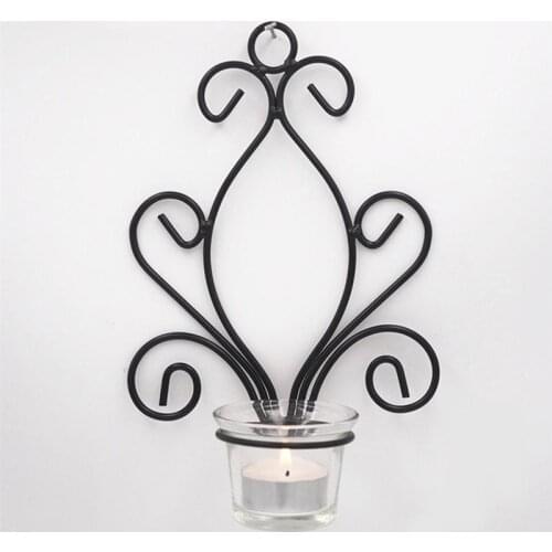 Iron Wall-Mounted Candlestick Creative European Style Wall Hanging Candle Holder Decoration For Home Cafe Hotel 22.5x14x7cm