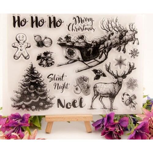 1pc Christmas Deer Transparent Clear Silicone Stamp Seal Cutting DIY Scrapbook Rubber Coloring Embossing Diary Decor Reusable