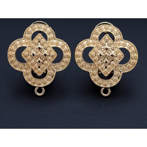 10 pairs Drop Dangle Earrings Making Jewelry Accessories 4 Leaf Clover Earrings Connectors Charms Base for DIY African Earring