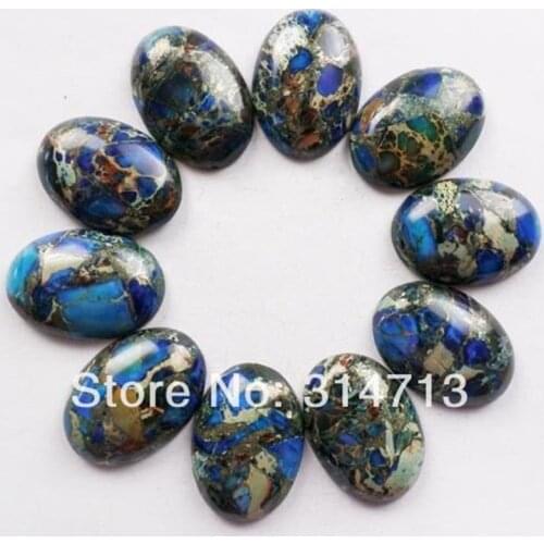 10pcs Blue Sea Sediment Stone & Pyrite Oval CAB CABOCHON 25x18x6mm B1381