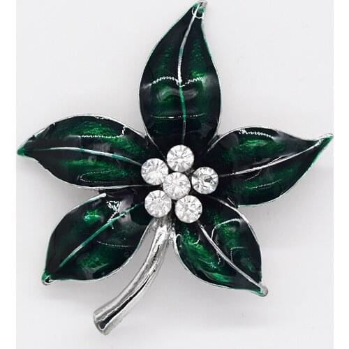 12pcs/lot Wholesale Fashion Foliage Brooch Rhinestone Enamel Leaf Pin brooches Jewelry Gift C102539
