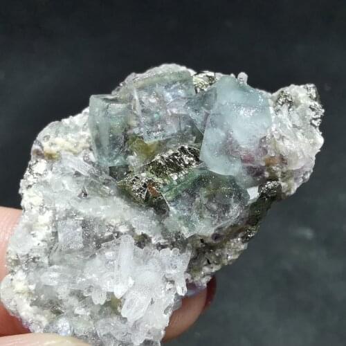 20.6gNatural rare lilac, fluorite, crystal, brass symbiotic mineral specimen healing energy QUARTZ GEM furniture decoration