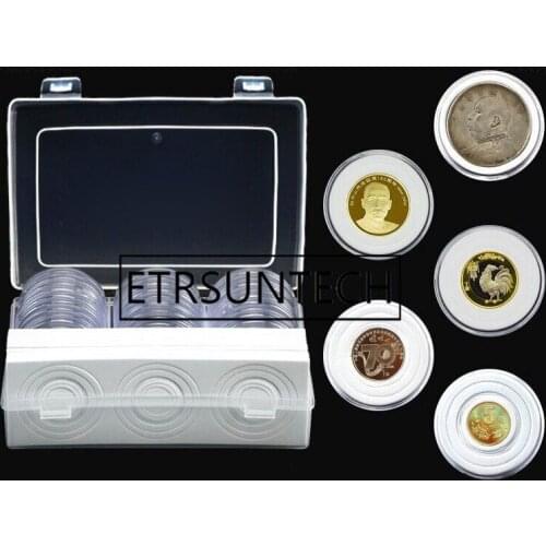 20sets 30pcs/set Plastic Clear Coin Storage Box Round Boxed Coin Holder 17/20.5/25/27/30/32/40mm/46mm Coin Capsule Collection