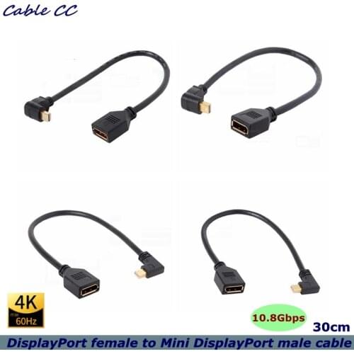 30cm 90-degree right-angle Mini DisplayPort DP male head, and the DisplayPort female cable of the monitor HD 4K*2K 60HZ cable