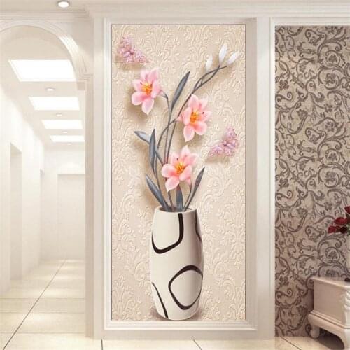 3D Wallpaper Modern Fashion Simple Flower Vase Photo Wall Murals Living Room Hotel Entrance Backdrop Wall Decor Papel De Parede