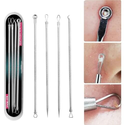 Comedone Needles Blackhead Remover Pore Cleanse 4PCS Stainless Steel Acne Extractor Pimple Treatments Skin Care Tool New