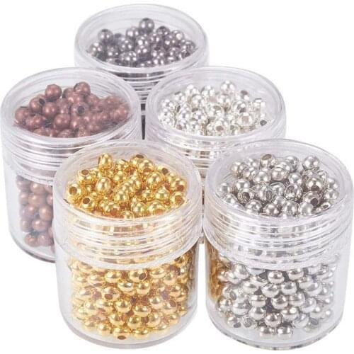 5Box 2~5mm Iron Round Spacer Jewelry Making DIY Beadwork Loose Small Little Beads, Golden, Hole: 1~2mm