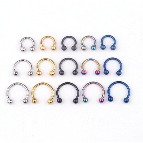 5pcs Fashion stainless steel Horseshoe Fake Nose Ring C Clip BCR Septum Lip Piercing Falso Nose Rings Hoop For Women Men