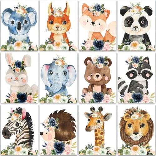 5D Diamond Painting Elephant Animal Diamond Embroidery Lion Cross Stitch Kit Cartoon Mosaic Abstract Artist Home Decoration Gift