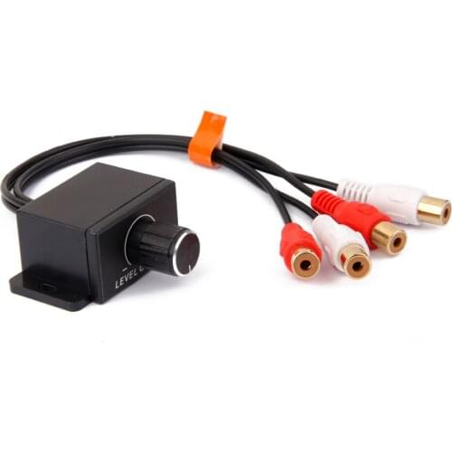 Audio RCA Inline Signal Line Level Amp Remote Volume Controller Gain Knob 2*RCA Input to 2*RCA Output