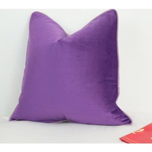 3 Colors Velvet Cushion Cover Deep And Light Purple With Pink Purple Piping Pillow Case Soft No Balling-up Without Stuffing