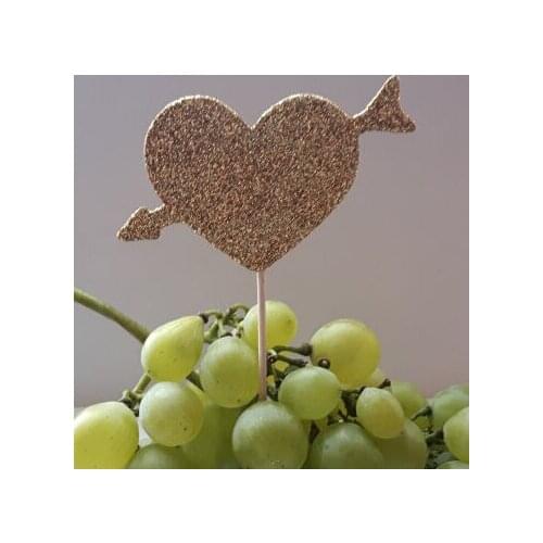 Glitter Cupids heart Cupcake Toppers Bachelorette Party & Hen Party Supplies wedding toothpicks