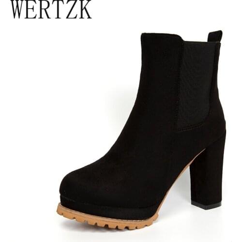 New Fashion Women Platform Ankle Boots Sexy Square High Heels Boots Round Toe Brown White Party Shoes Women Booties