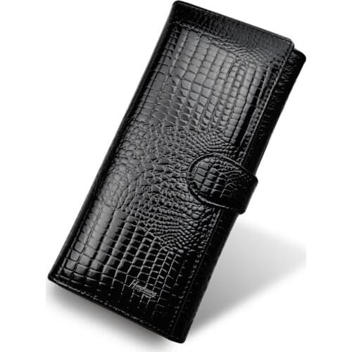 Brand Genuine Leather Women Wallets Fashion Long Hasp Zipper Wallet Ladies Clutch Bag Purse Female Luxury Purses Phone Bags